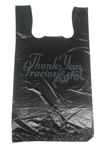 black "Thank You" Standard-Duty Plastic T-Shirt Bag (Medium Duty)	